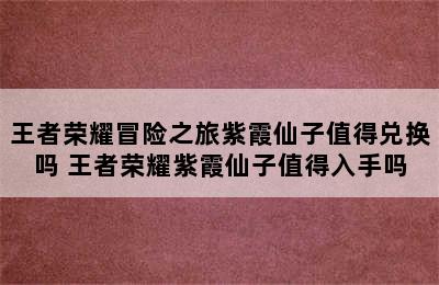 王者荣耀冒险之旅紫霞仙子值得兑换吗 王者荣耀紫霞仙子值得入手吗